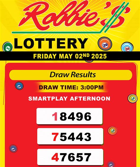 robbie lottery results|PLAY THE NEW ROBBIE’S LOTTERY GAME .